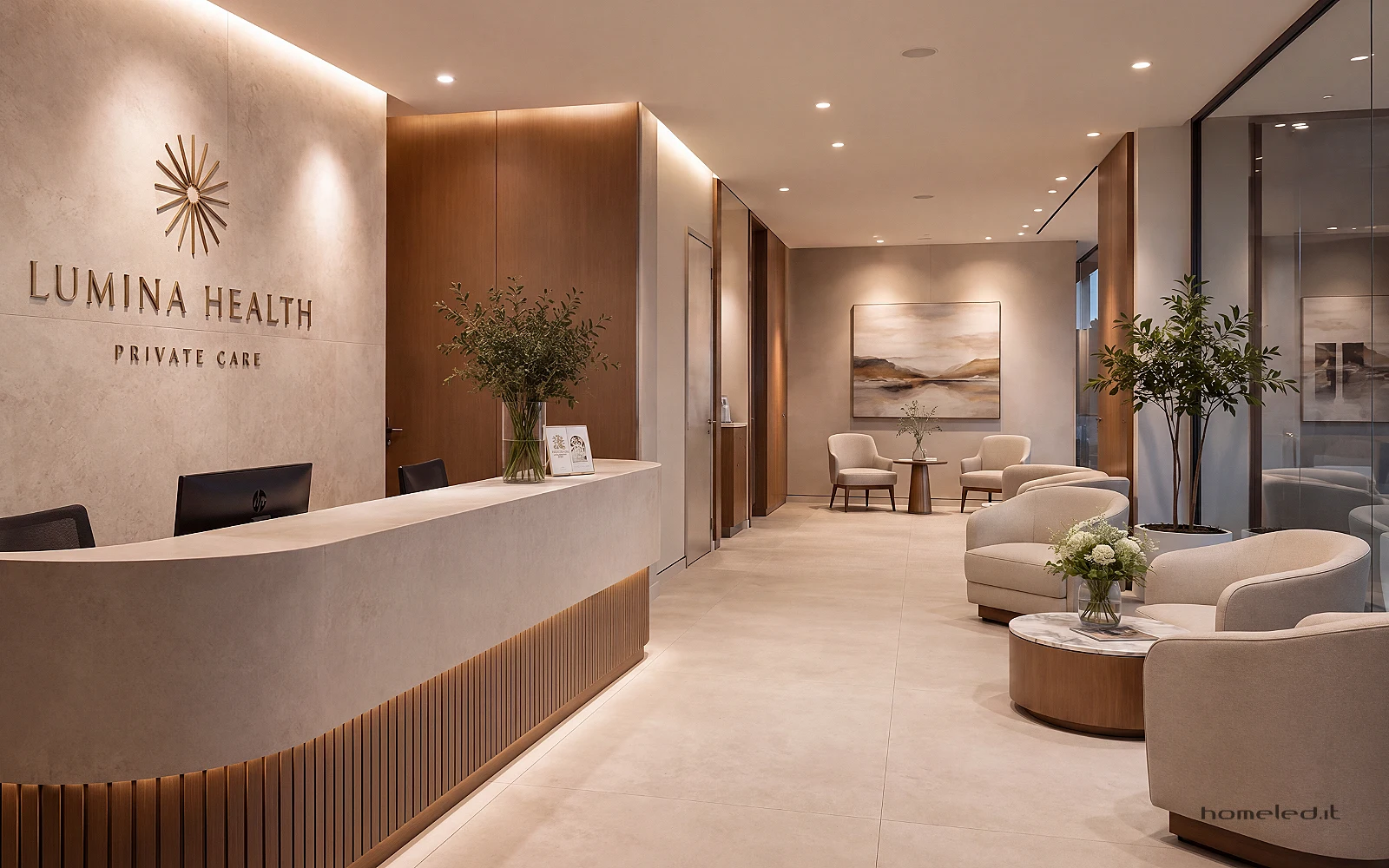 Ambient installato in una reception di una clinica di lusso